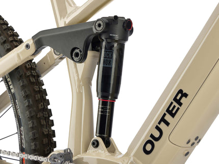 Outer Cycles The Link NX Side View with Rockshox Deluxe shock